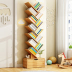 Contemporary Tiered Wooden Bookshelf Narrow Open Display Shelf Eco-Friendly Board Storage Rack for Home Office | Living Room and Bedroom