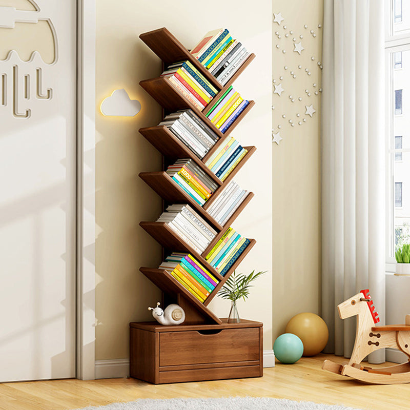 Contemporary Tiered Wooden Bookshelf Narrow Open Display Shelf Eco-Friendly Board Storage Rack for Home Office | Living Room and Bedroom
