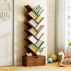 Contemporary Tiered Wooden Bookshelf Narrow Open Display Shelf Eco-Friendly Board Storage Rack for Home Office | Living Room and Bedroom