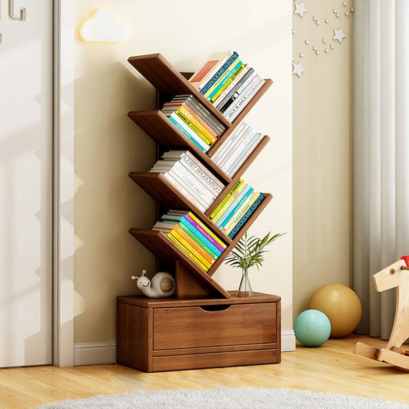 Contemporary Tiered Wooden Bookshelf Narrow Open Display Shelf Eco-Friendly Board Storage Rack for Home Office | Living Room and Bedroom