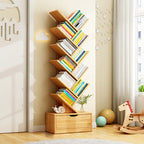 Contemporary Tiered Wooden Bookshelf Narrow Open Display Shelf Eco-Friendly Board Storage Rack for Home Office | Living Room and Bedroom