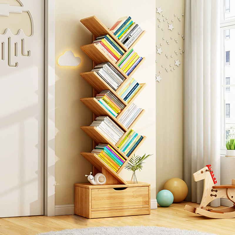 Contemporary Tiered Wooden Bookshelf Narrow Open Display Shelf Eco-Friendly Board Storage Rack for Home Office | Living Room and Bedroom