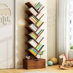 Contemporary Tiered Wooden Bookshelf Narrow Open Display Shelf Eco-Friendly Board Storage Rack for Home Office | Living Room and Bedroom