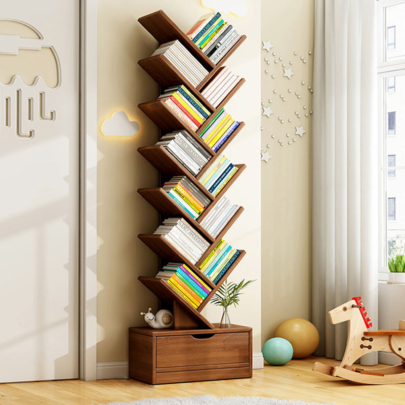 Contemporary Tiered Wooden Bookshelf Narrow Open Display Shelf Eco-Friendly Board Storage Rack for Home Office | Living Room and Bedroom