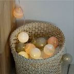 Cotton Ball String Lights LED Fairy Light Garland USB or Battery Powered Warm Glow for Bedroom | Nursery and Party Decoration