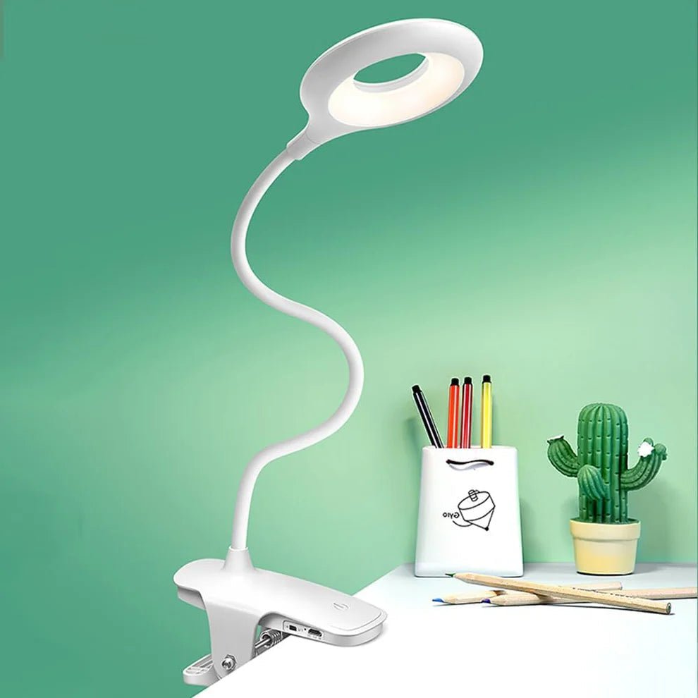 USB LED Clip Reading Lamp Dimmable Flexible Gooseneck Book Light for Bed Headboard | Desk and Shelf