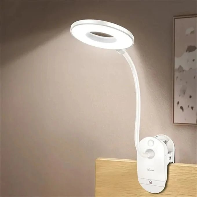 USB LED Clip Reading Lamp Dimmable Flexible Gooseneck Book Light for Bed Headboard | Desk and Shelf