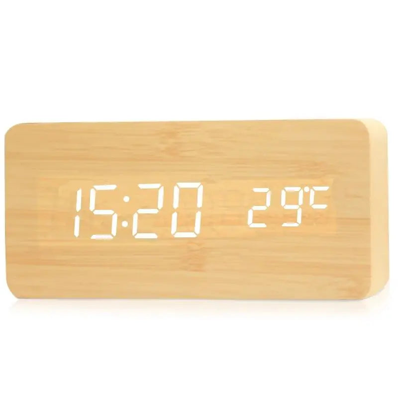 Digital Alarm Clock Wooden LED Display Silent Bedside Clock Modern Design for Bedroom | Office and Nightstand