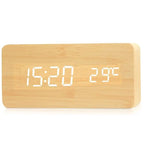 Digital Alarm Clock Wooden LED Display Silent Bedside Clock Modern Design for Bedroom | Office and Nightstand