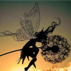 Fairy Garden Stake Sculpture Metal Dandelion Lawn Ornament Weather Resistant Outdoor Decoration for Flower Beds | Garden and Patio