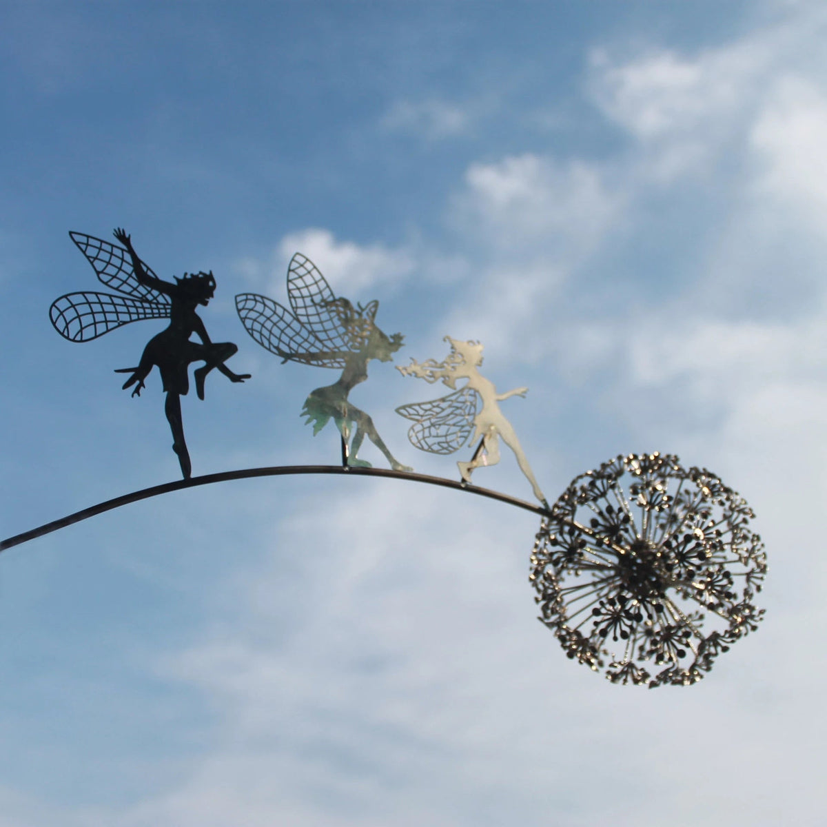 Fairy Garden Stake Sculpture Metal Dandelion Lawn Ornament Weather Resistant Outdoor Decoration for Flower Beds | Garden and Patio
