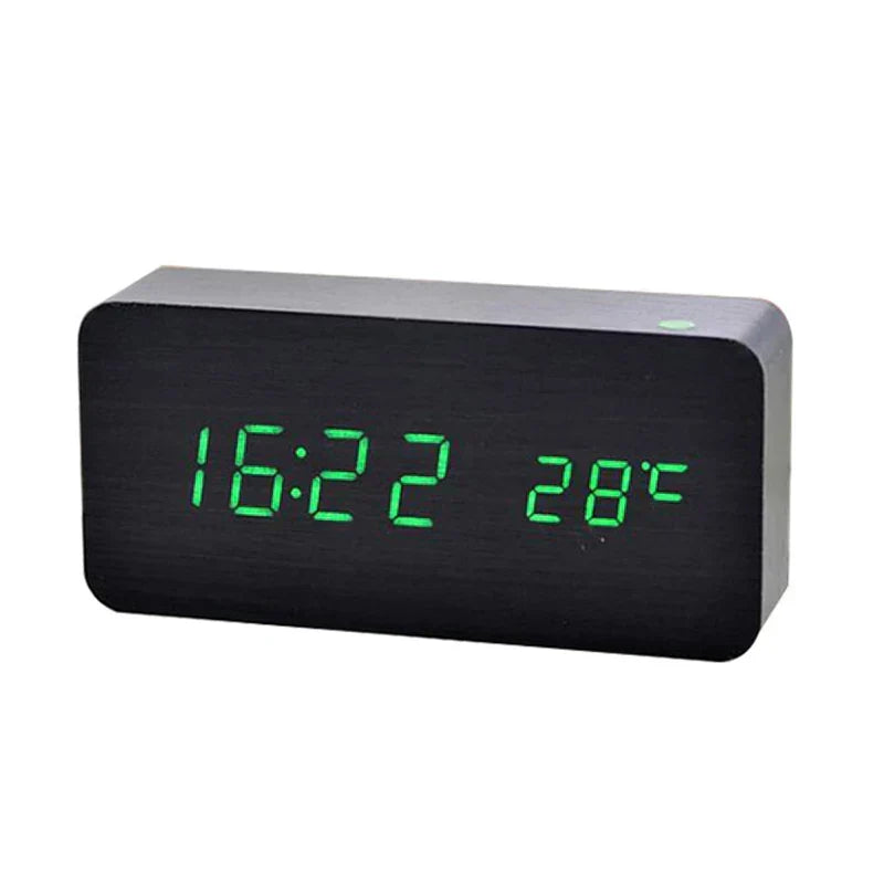 Digital Alarm Clock Wooden LED Display Silent Bedside Clock Modern Design for Bedroom | Office and Nightstand