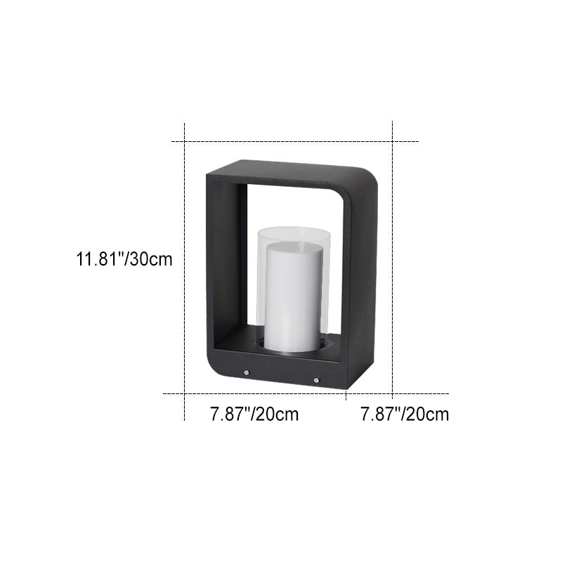 Modern Minimalist Square Frame Stainless Steel Acrylic LED Lawn Light Outdoor Landscape Post Light Hardwired or Solar for Garden | Patio and Pathway
