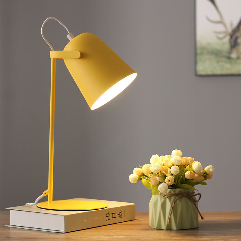 Nordic Macaron Iron Bucket Table Lamp Metal Shade Plug-In Bedside Lamp E27 for Bedroom | Living Room and Study