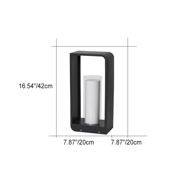 Modern Minimalist Square Frame Stainless Steel Acrylic LED Lawn Light Outdoor Landscape Post Light Hardwired or Solar for Garden | Patio and Pathway
