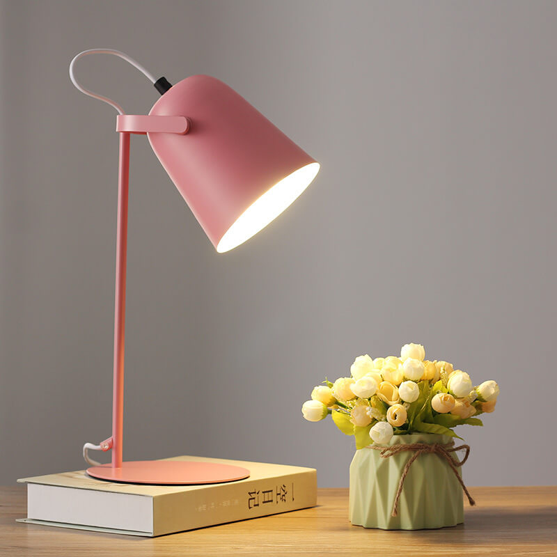 Nordic Macaron Iron Bucket Table Lamp Metal Shade Plug-In Bedside Lamp E27 for Bedroom | Living Room and Study