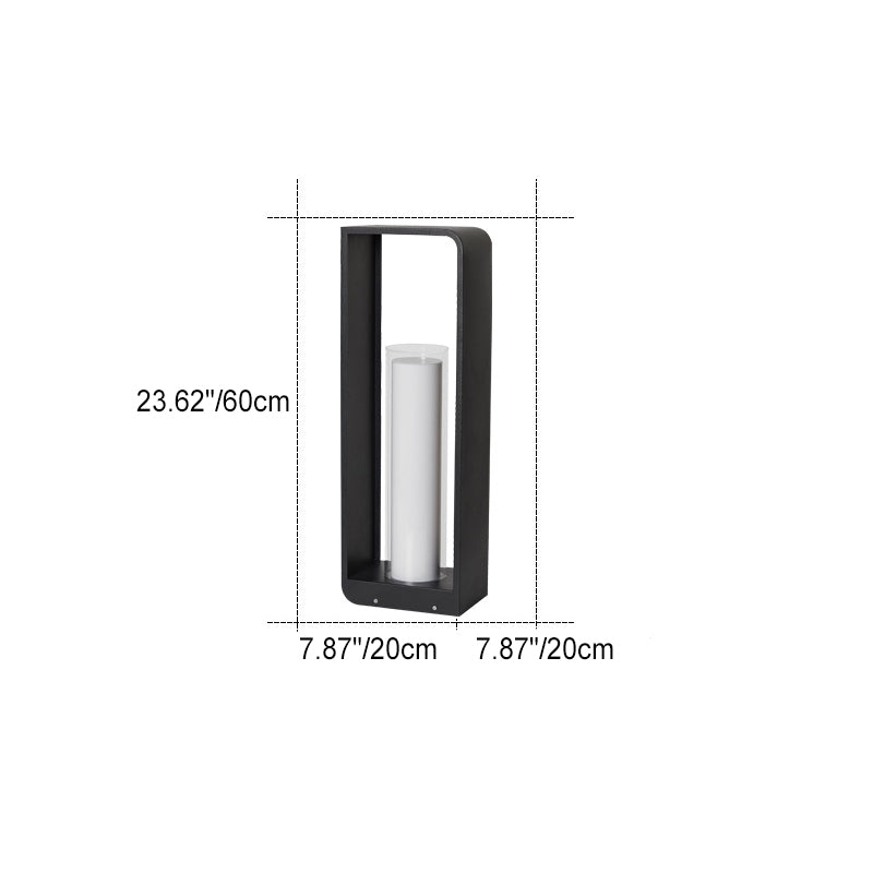 Modern Minimalist Square Frame Stainless Steel Acrylic LED Lawn Light Outdoor Landscape Post Light Hardwired or Solar for Garden | Patio and Pathway
