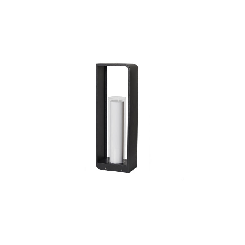 Modern Minimalist Square Frame Stainless Steel Acrylic LED Lawn Light Outdoor Landscape Post Light Hardwired or Solar for Garden | Patio and Pathway