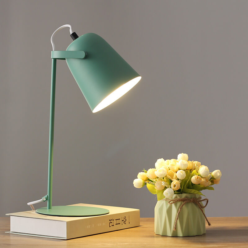 Nordic Macaron Iron Bucket Table Lamp Metal Shade Plug-In Bedside Lamp E27 for Bedroom | Living Room and Study