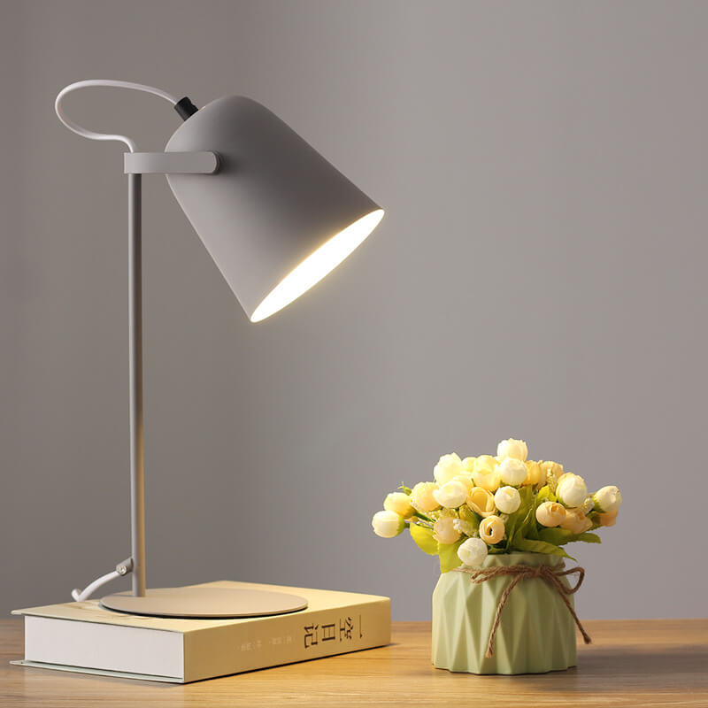 Nordic Macaron Iron Bucket Table Lamp Metal Shade Plug-In Bedside Lamp E27 for Bedroom | Living Room and Study