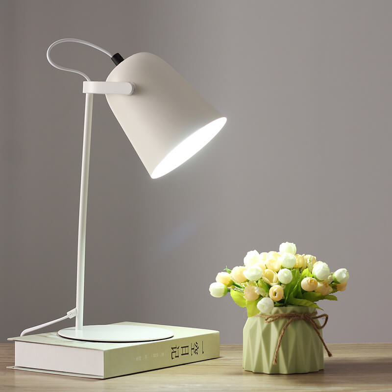 Nordic Macaron Iron Bucket Table Lamp Metal Shade Plug-In Bedside Lamp E27 for Bedroom | Living Room and Study