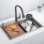 Kitchen Mixer Tap Pull-Out Spray Head Full Swivel Spout with Flexible Hose Sink Tap for Modern Kitchens