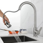 Kitchen Mixer Tap Pull-Out Spray Head Full Swivel Spout with Flexible Hose Sink Tap for Modern Kitchens