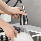 Kitchen Mixer Tap Pull-Out Spray Head Full Swivel Spout with Flexible Hose Sink Tap for Modern Kitchens