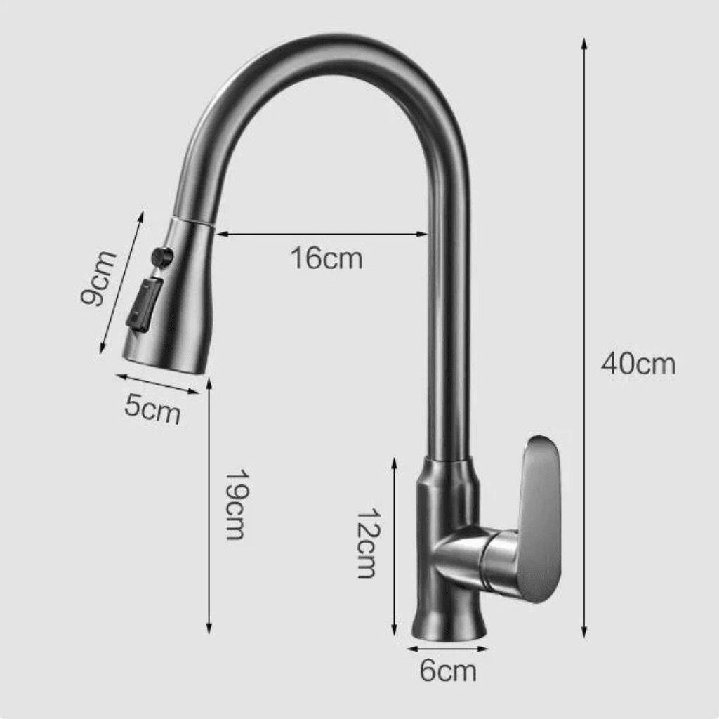 Kitchen Mixer Tap Pull-Out Spray Head Full Swivel Spout with Flexible Hose Sink Tap for Modern Kitchens