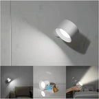 Cordless Wall Light Rechargeable Dimmable LED Reading Lamp Rotating Head Magnetic No-Drill Mount for Bedside | Hallway and Living Room