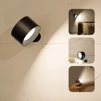 Cordless Wall Light Rechargeable Dimmable LED Reading Lamp Rotating Head Magnetic No-Drill Mount for Bedside | Hallway and Living Room