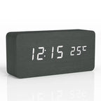 Digital Alarm Clock Wooden LED Display Silent Bedside Clock Modern Design for Bedroom | Office and Nightstand