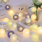 Cotton Ball String Lights LED Fairy Light Garland USB or Battery Powered Warm Glow for Bedroom | Nursery and Party Decoration