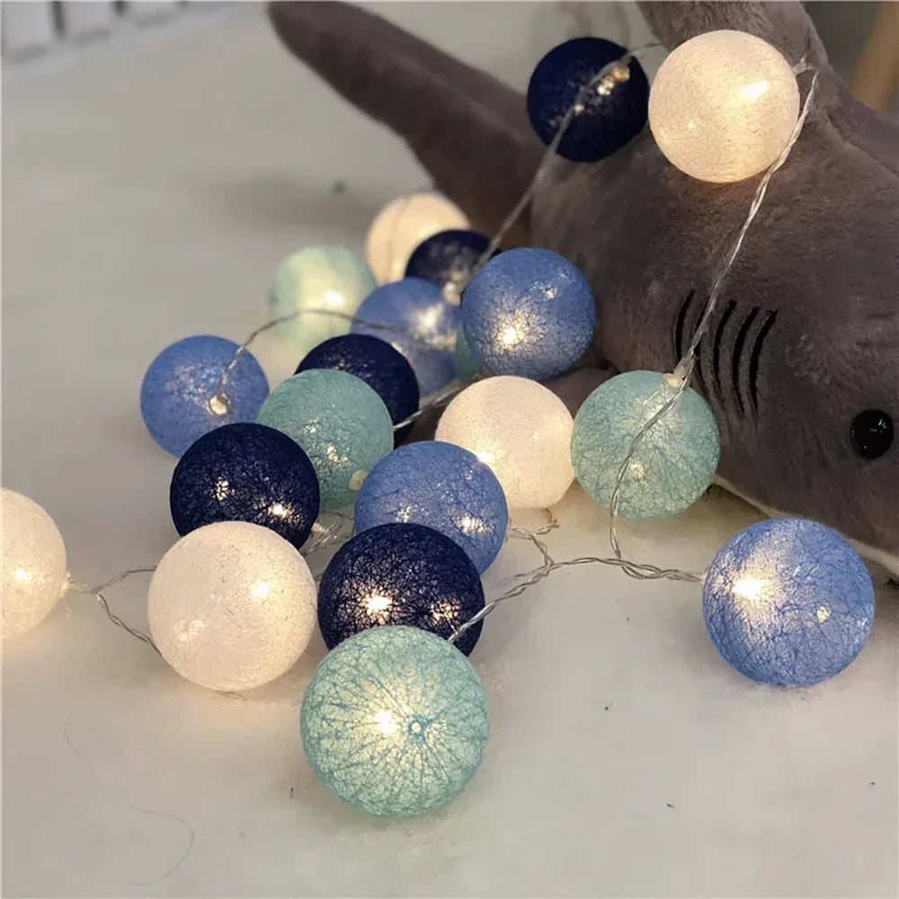Cotton Ball String Lights LED Fairy Light Garland USB or Battery Powered Warm Glow for Bedroom | Nursery and Party Decoration
