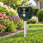 Solar Ultrasonic Bird Repeller Outdoor Pest Deterrent with Flashing LED Lights Adjustable Modes and Sensitivity for Garden | Yard and Balcony