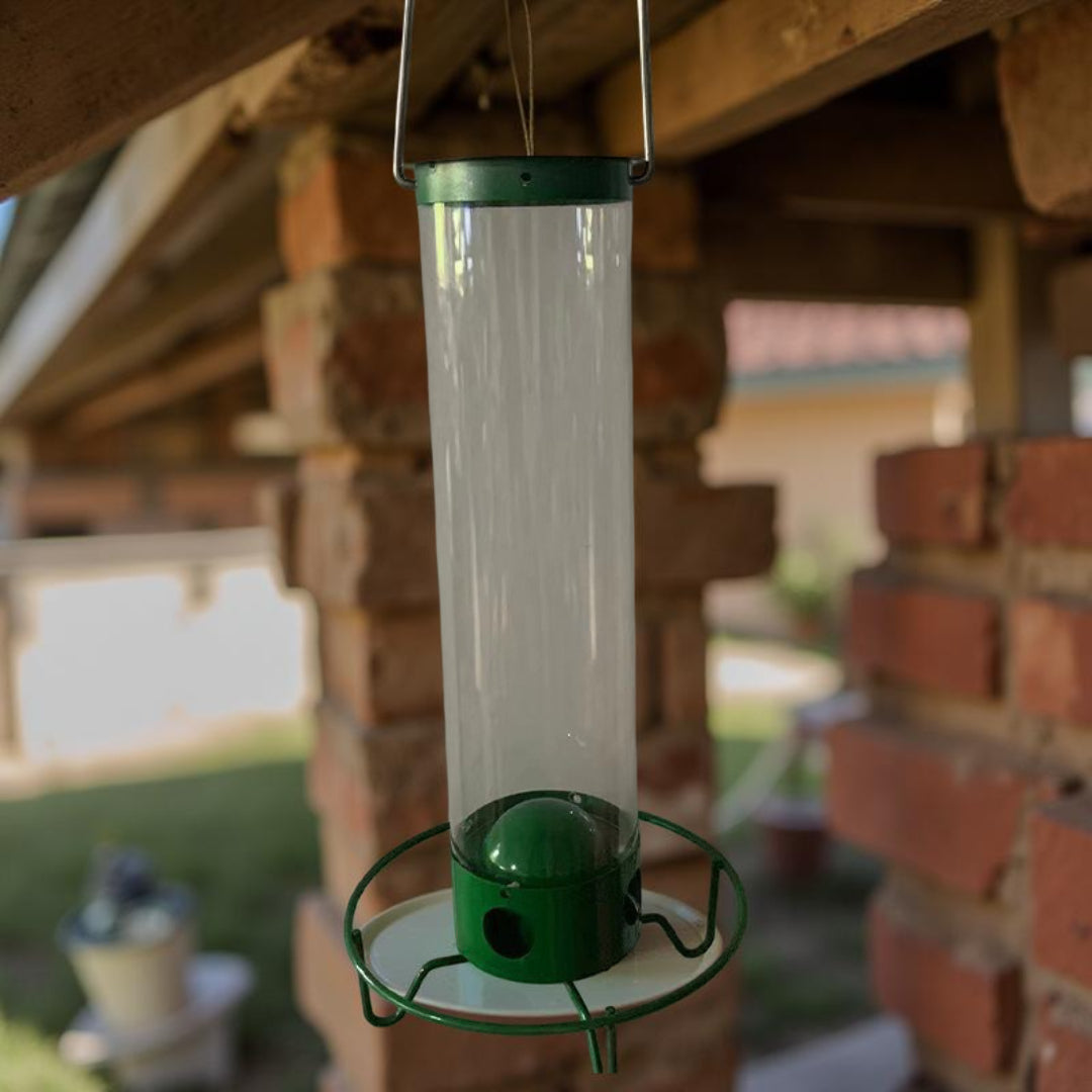 Squirrel Proof Bird Feeder Metal Hanging Tube Feeder with Weight-Activated Rotating Perch | Multi-Port Wild Bird Seed Feeder for Garden and Backyard