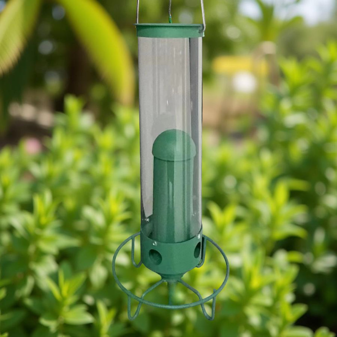 Squirrel Proof Bird Feeder Metal Hanging Tube Feeder with Weight-Activated Rotating Perch | Multi-Port Wild Bird Seed Feeder for Garden and Backyard