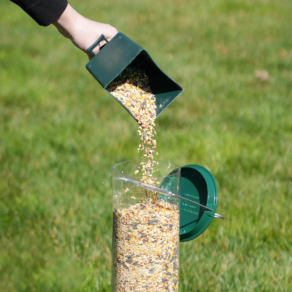 Squirrel Proof Bird Feeder Metal Hanging Tube Feeder with Weight-Activated Rotating Perch | Multi-Port Wild Bird Seed Feeder for Garden and Backyard