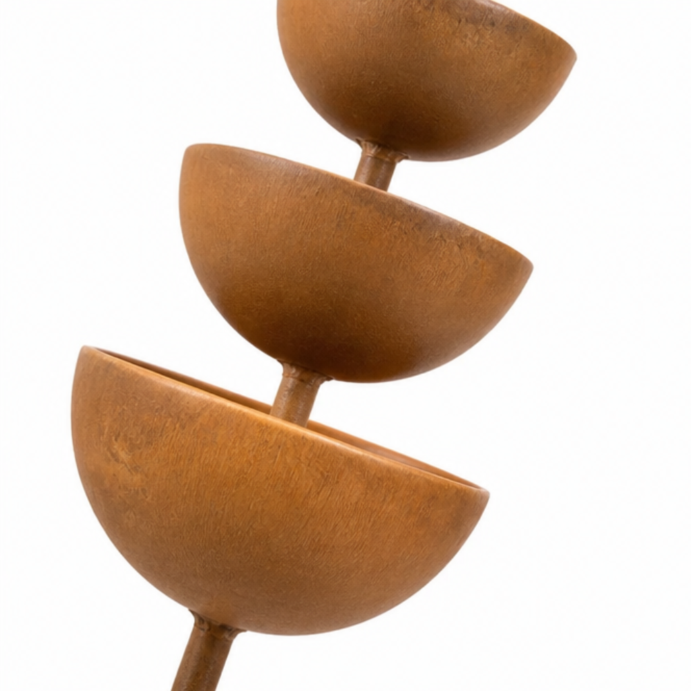 Tiered Bird Bath Garden Stake Rustic Copper Finish Iron Cascading Rain Bowls for Birds | Butterflies and Garden Borders