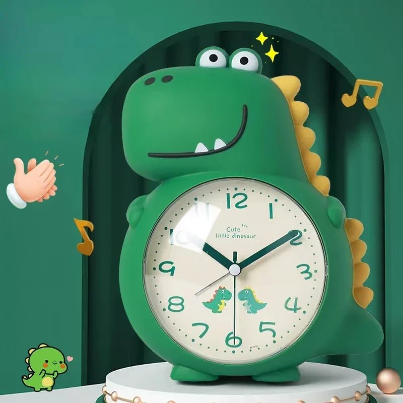 Kids Alarm Clock Dinosaur Shaped Silent Clock with Gentle Wake-Up Light and Dual Alarm Tones for Children's Bedroom | Nursery and Gift