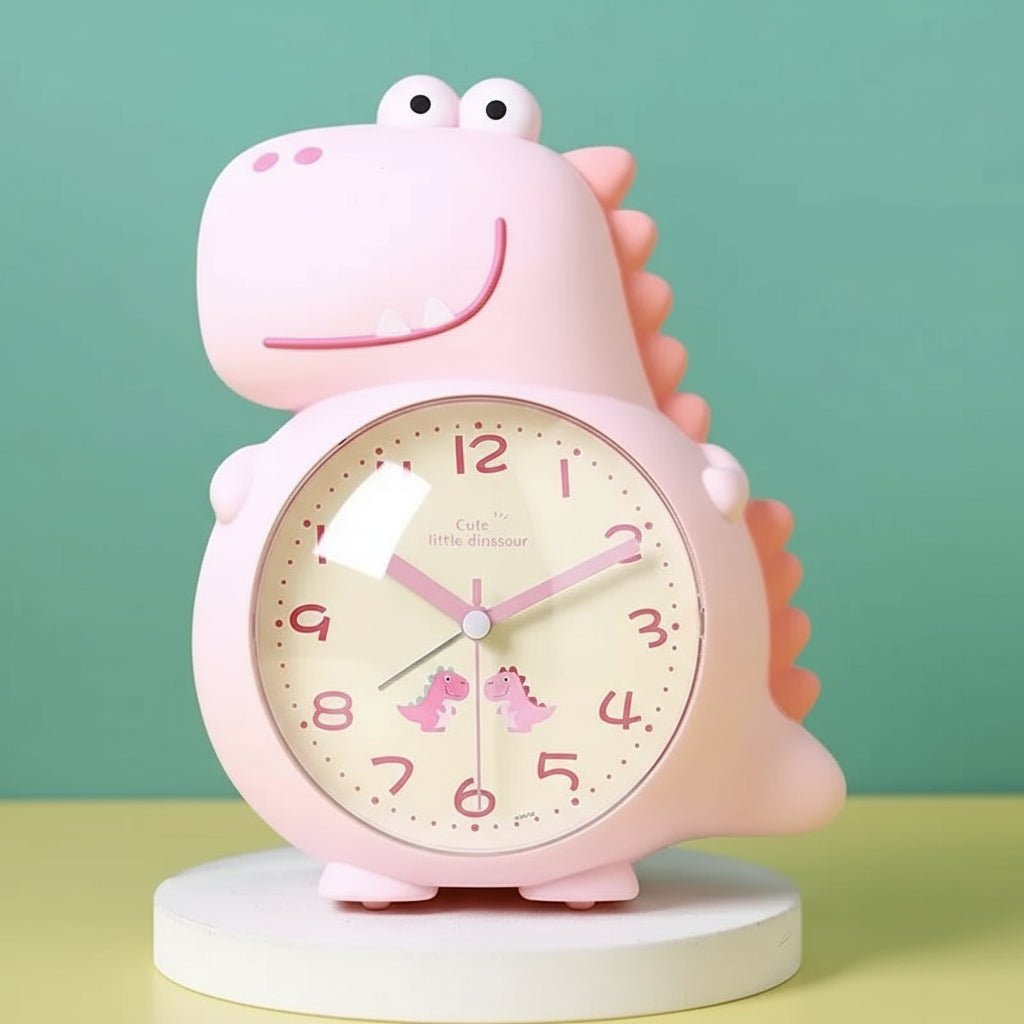 Kids Alarm Clock Dinosaur Shaped Silent Clock with Gentle Wake-Up Light and Dual Alarm Tones for Children's Bedroom | Nursery and Gift