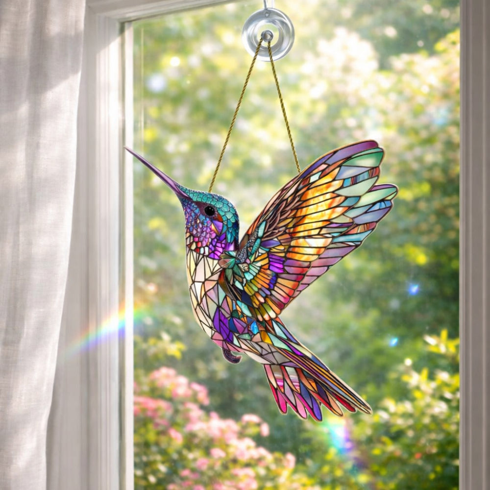 Bird Window Suncatcher Acrylic Hanging Wall Art Ornament with Chain for Kitchen | Bedroom | Porch and Garden