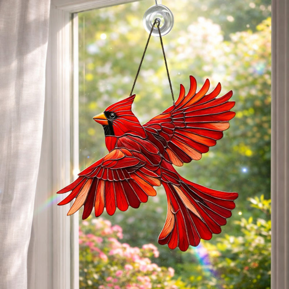 Bird Window Suncatcher Acrylic Hanging Wall Art Ornament with Chain for Kitchen | Bedroom | Porch and Garden