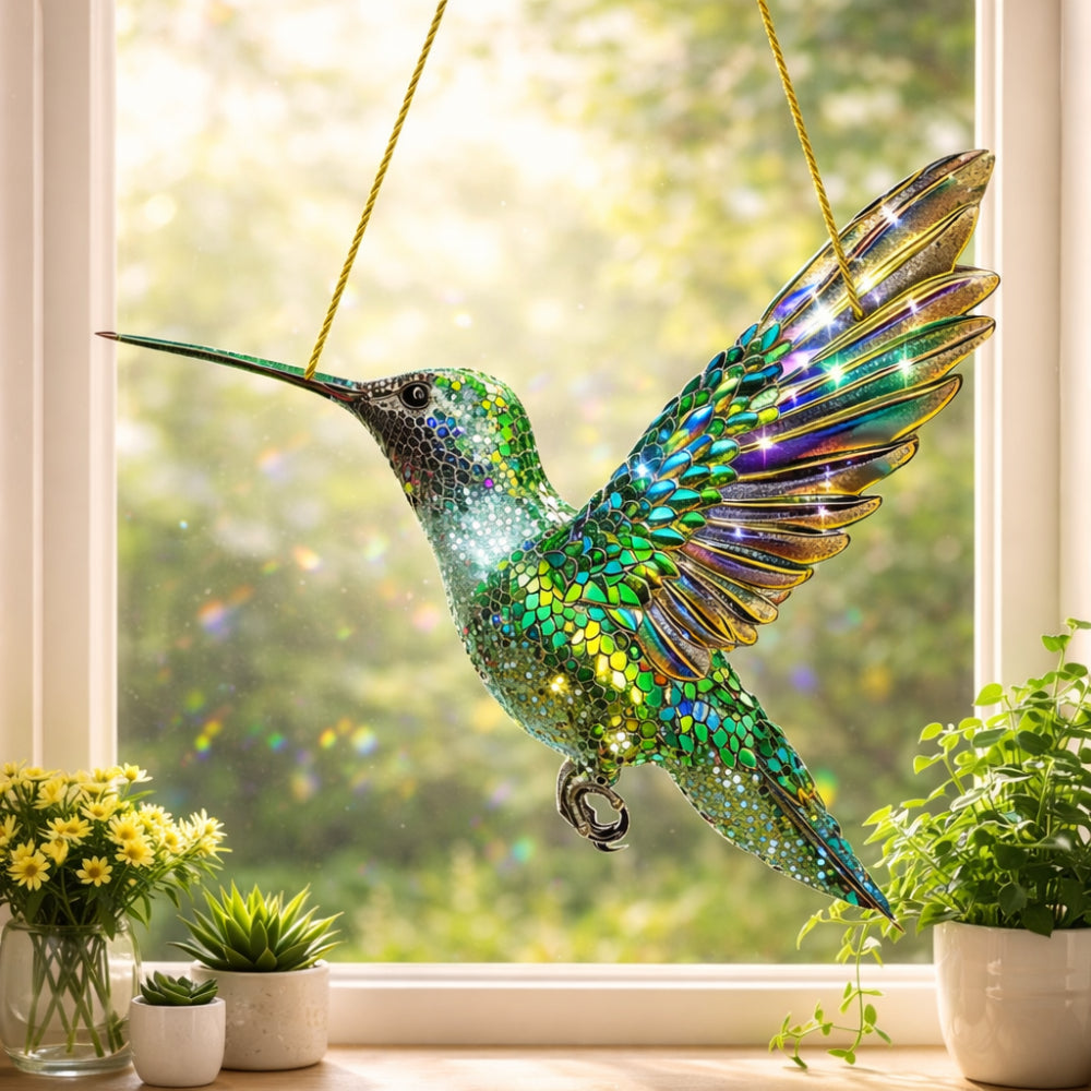 Bird Window Suncatcher Acrylic Hanging Wall Art Ornament with Chain for Kitchen | Bedroom | Porch and Garden