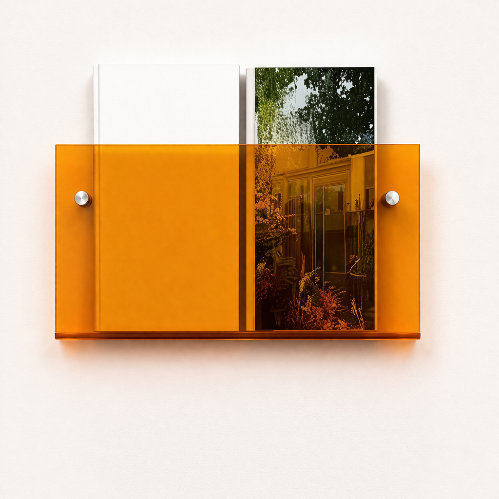 Acrylic Floating Wall Shelf Magazine Display Rack Storage Organiser with Screw or Adhesive Mounting | for Living Room | Bedroom and Office