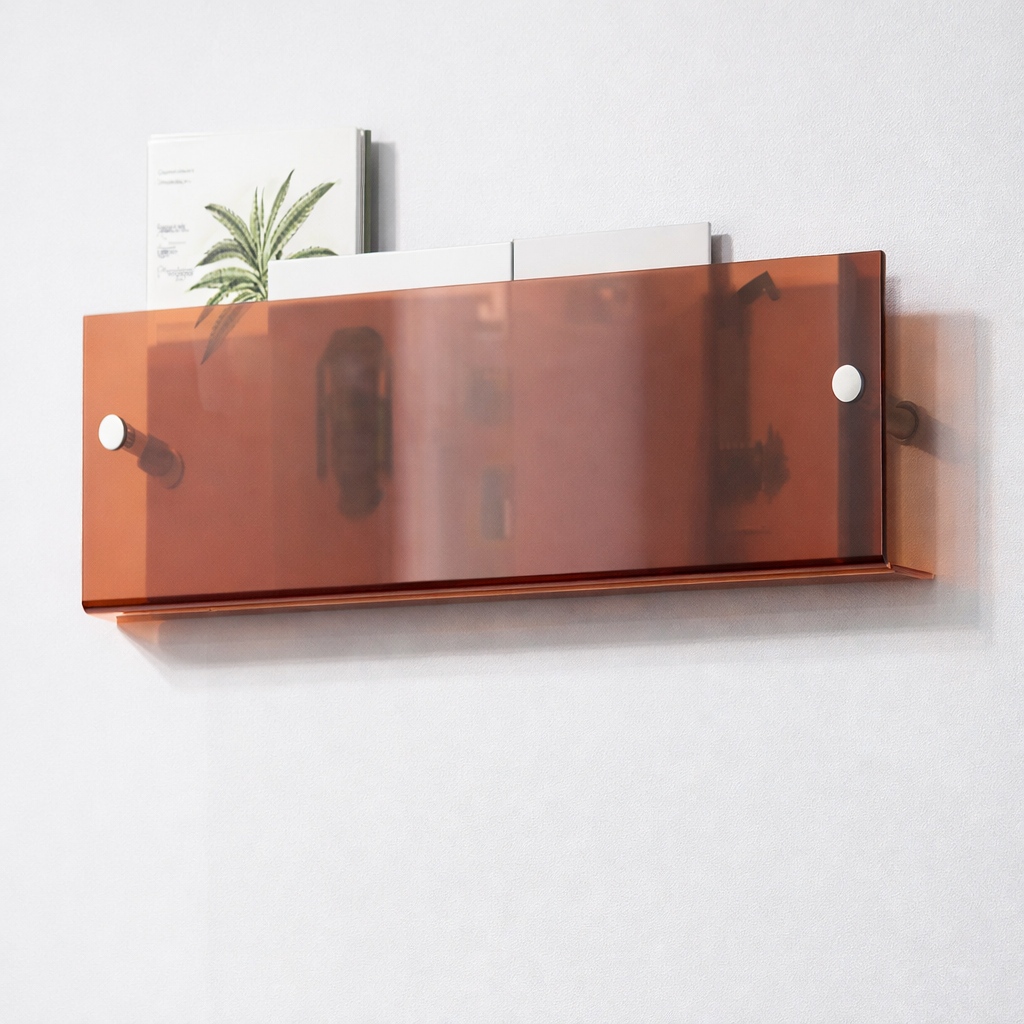 Acrylic Floating Wall Shelf Magazine Display Rack Storage Organiser with Screw or Adhesive Mounting | for Living Room | Bedroom and Office