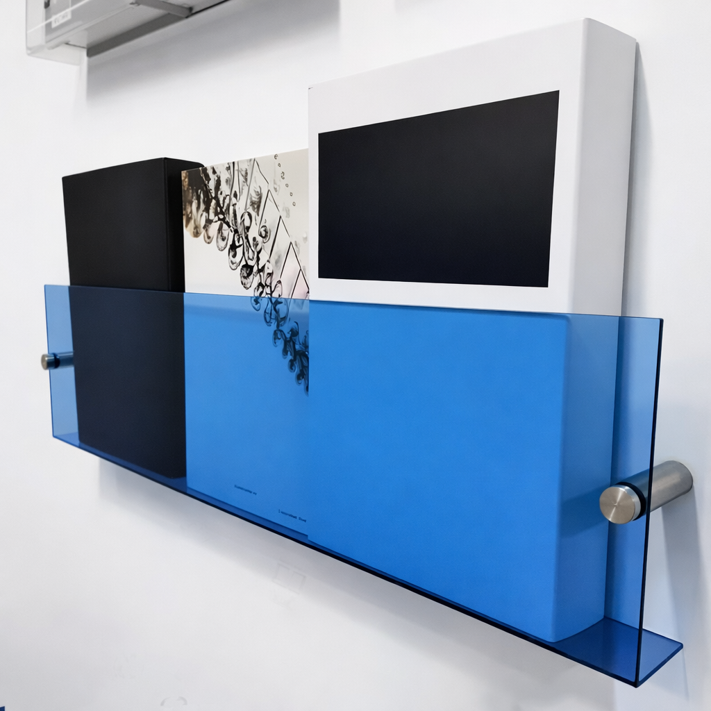 Acrylic Floating Wall Shelf Magazine Display Rack Storage Organiser with Screw or Adhesive Mounting | for Living Room | Bedroom and Office