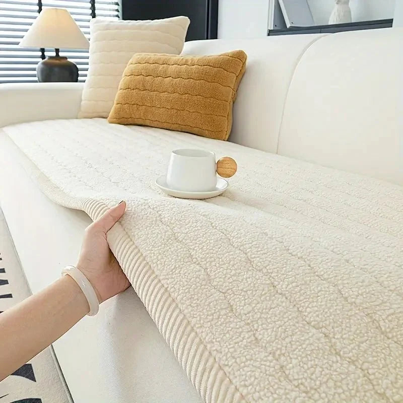 Soft Non-Slip Sofa Cover Pet-Friendly Couch Protector Machine Washable Thick Polyester Furniture Cover for Living Room