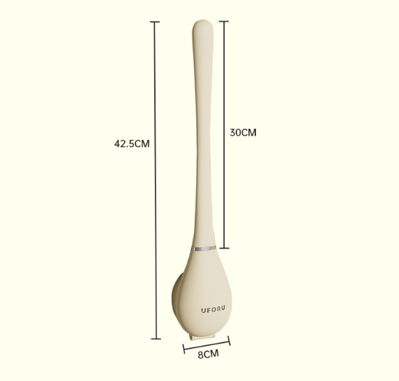 Silicone Toilet Brush with Wall Mounted Holder Flat Head Quick-Drying Hygienic Bathroom Brush Set | Adhesive Wall Hook Included