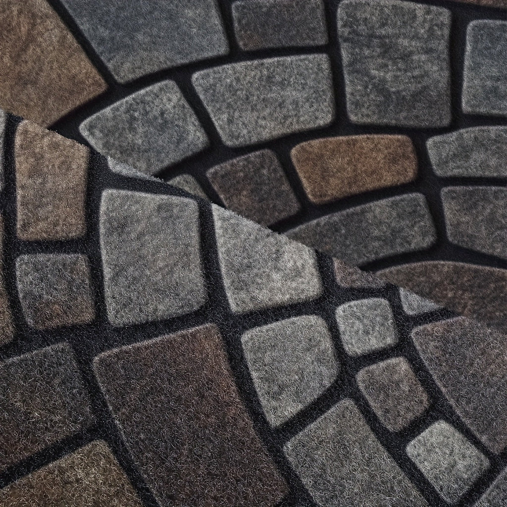 Half-Circle Mosaic Door Mat Semi-Round Stone-Effect Entrance Mat Non-Slip Polyester Indoor Outdoor Doormat for Front Door | Patio and Laundry